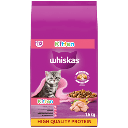 WHISKAS® Kitten Dry Cat Food with Chicken 1.5kg Bag image