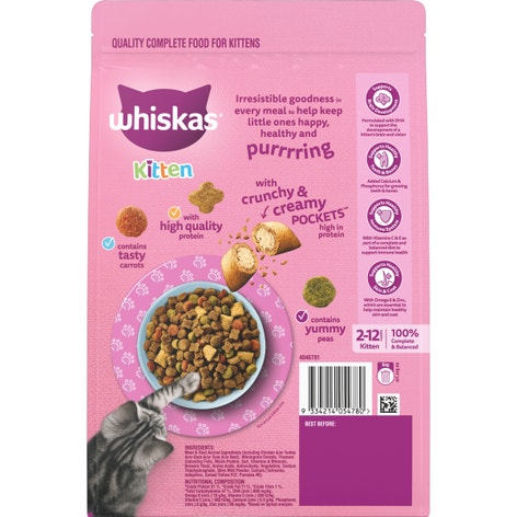 WHISKAS® Kitten Dry Cat Food Chicken & Tuna Flavours Bag 800g 2