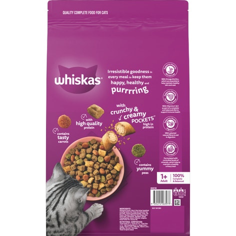 WHISKAS® 1+ Years Adult Dry Cat Food with Sardine & Prawn Flavours Bag 3kg 3