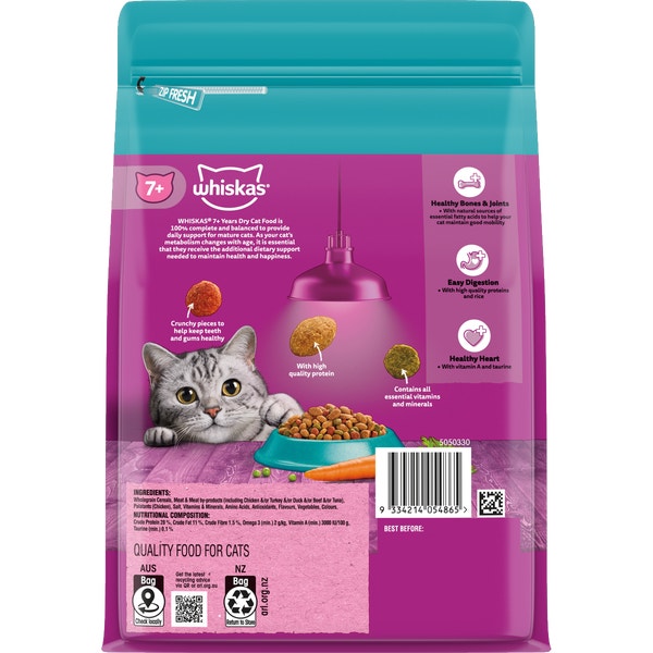  Upload Whiskas NZ All product images_WHISKAS 7+ Years Dry Cat Food Tuna & Sardine Bag 800g