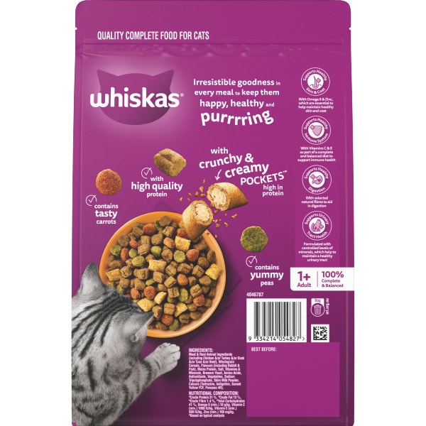 WHISKAS® 1+ Years Adult Dry Cat Food with Chicken & Rabbit Flavours Bag 800g 2