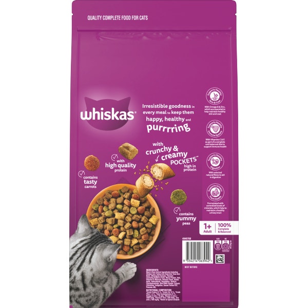 WHISKAS Adult Dry Cat Food Chicken & Rabbit Bag 1.8kg 2