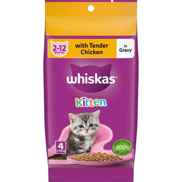 Whiskas Kitten with tender chicken in gravy 4x85g