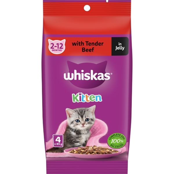 Whiskas Kitten with tender beef in jelly 4x85g
