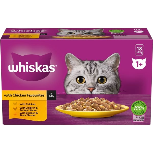 Whiskas chicken favourites in jelly 18x85g pouches