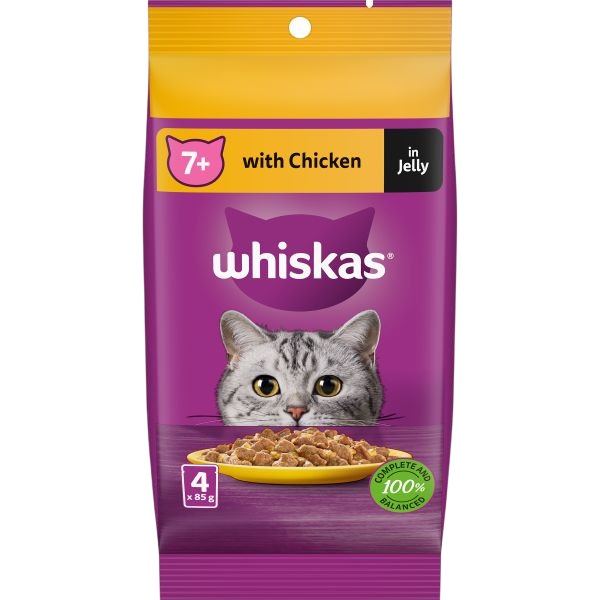 Whiskas senior 7+ years wet cat food with chicken in jelly