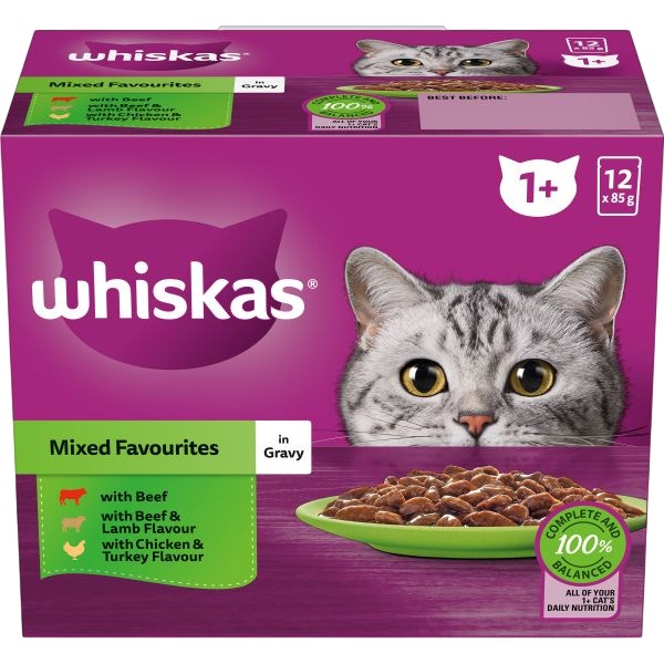 Whiskas Mixed Favourites in Gravy 12x85g packs
