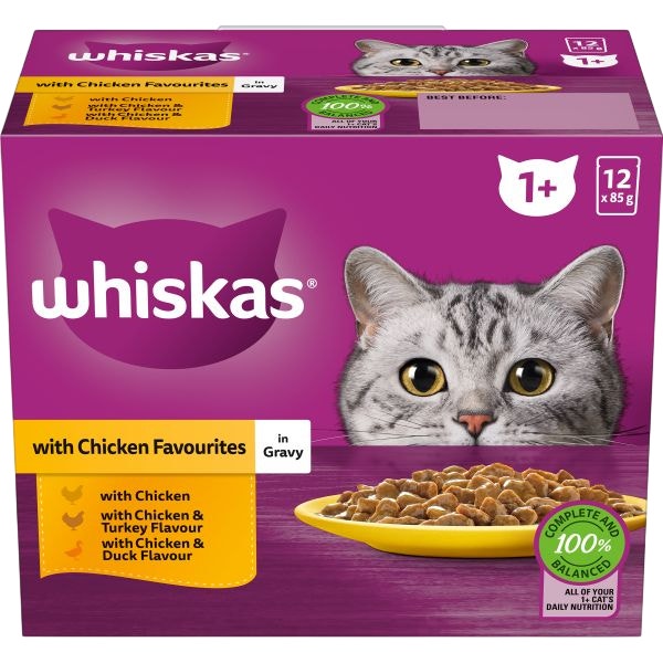 Whiskas Chicken Favourites in Gravy 12x85g pouches