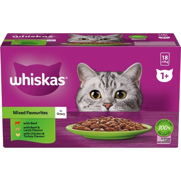 Whiskas Mixed Favourites in Gravy 18x85g packs